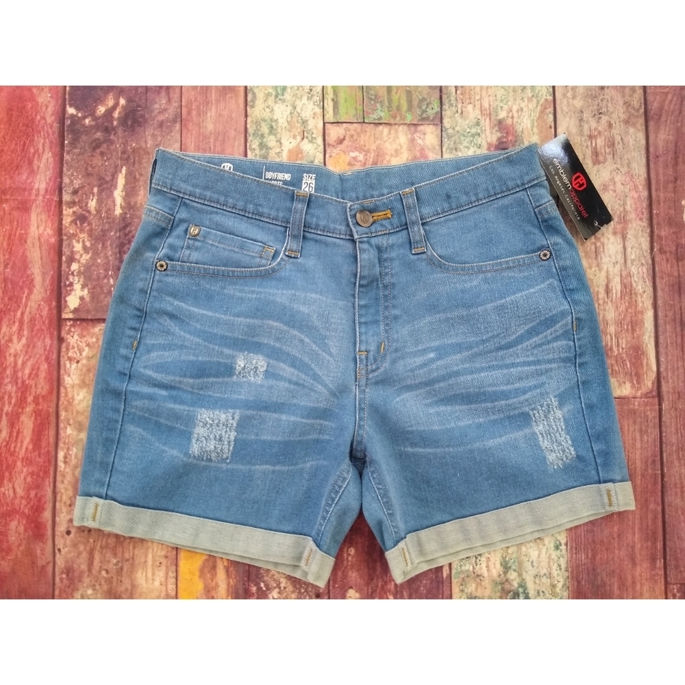 NEW Boyfriend Shorts size 26 distress denim